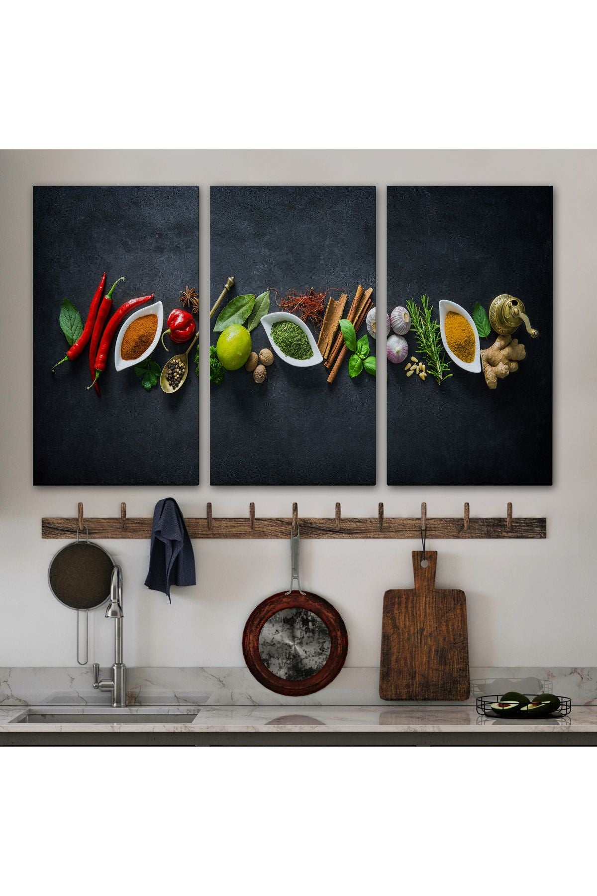 Mutfak Masasın da Baharatlar Dekoratif Kanvas Duvar Tablosu-3538