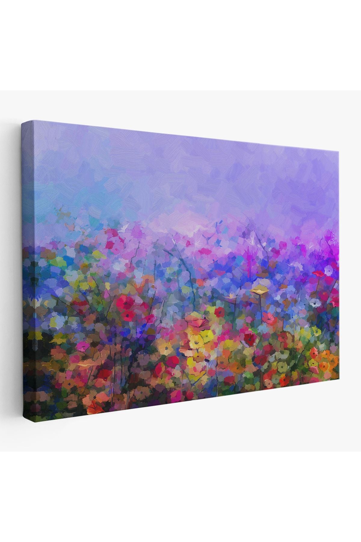 Kır Çiçekleri Yağlıboya Görünüm Dekoratif Kanvas Duvar Tablosu-3505