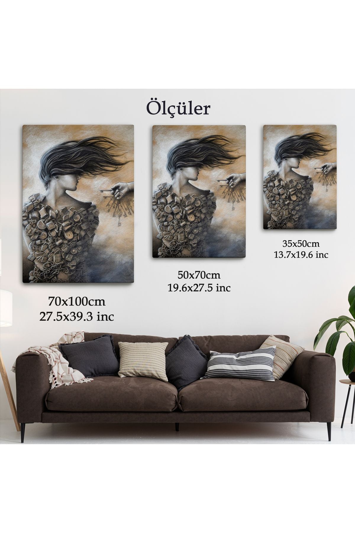 Özel Tasarım Kilitler İçindeki Kadın Duvar Tablosu-6067