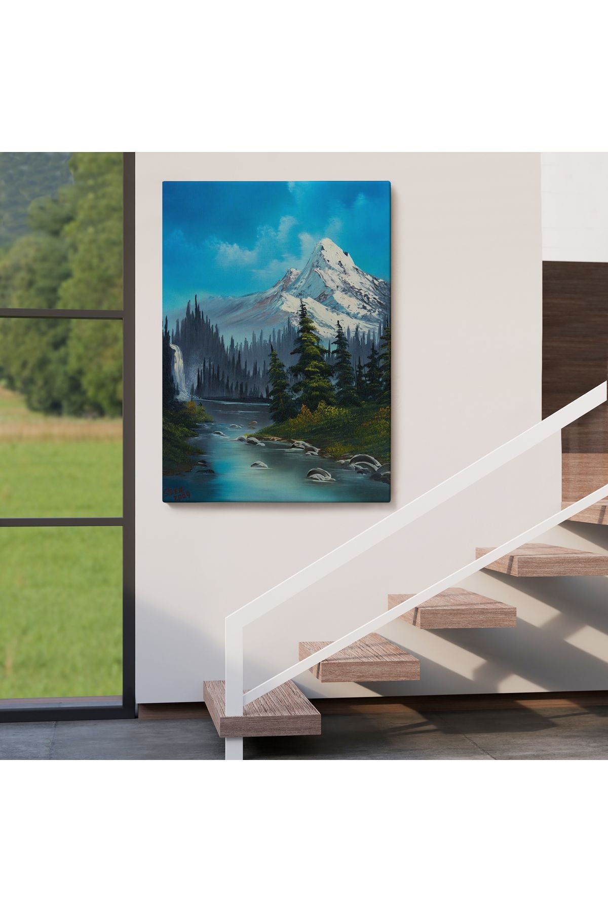Rusya Dağ ve Akarsu Manzaralı Dekoratif Duvar Tablosu-6115