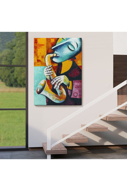 Saksafon Çalan Sürreal Müsizyen Dekoratif Duvar Tablosu-6423