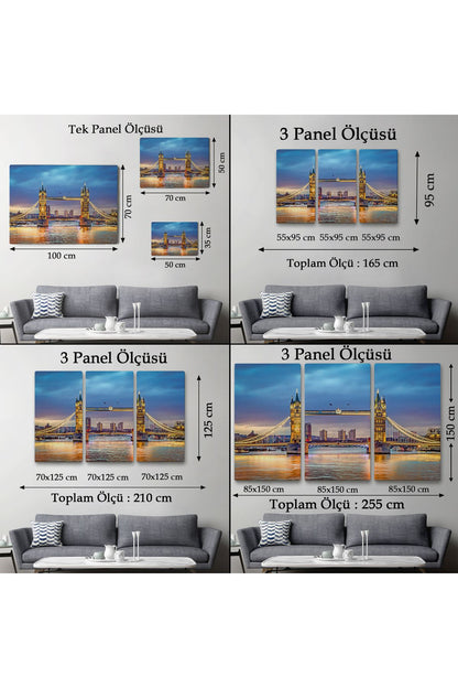 Özel Tasarım Londra Köprüsü Gece Manzara Tablosu-6638