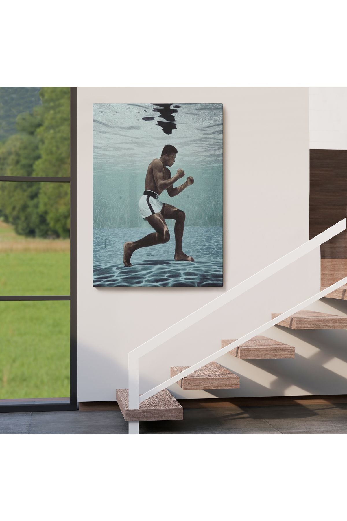 Su Altında Antreman Yapan Boksor Muhammet Ali Duvar Tablosu-6234