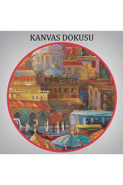 Eminönü Balıkçı Tekneleri Yağlıboya Görünümlü Kanvas Tablo-3598