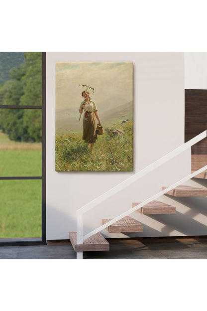 Çayırda Yüreyen Köylü Kızı Duvar Tablosu-6324