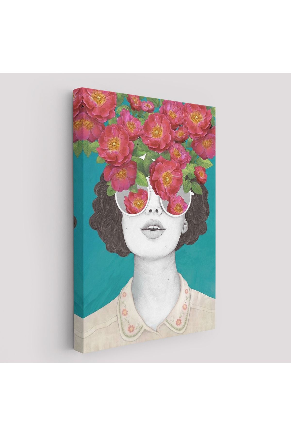 Dekoratif Duvar Tablosu-Çiçek Saçan Optimist Kadın Kanvas Tablo 6269