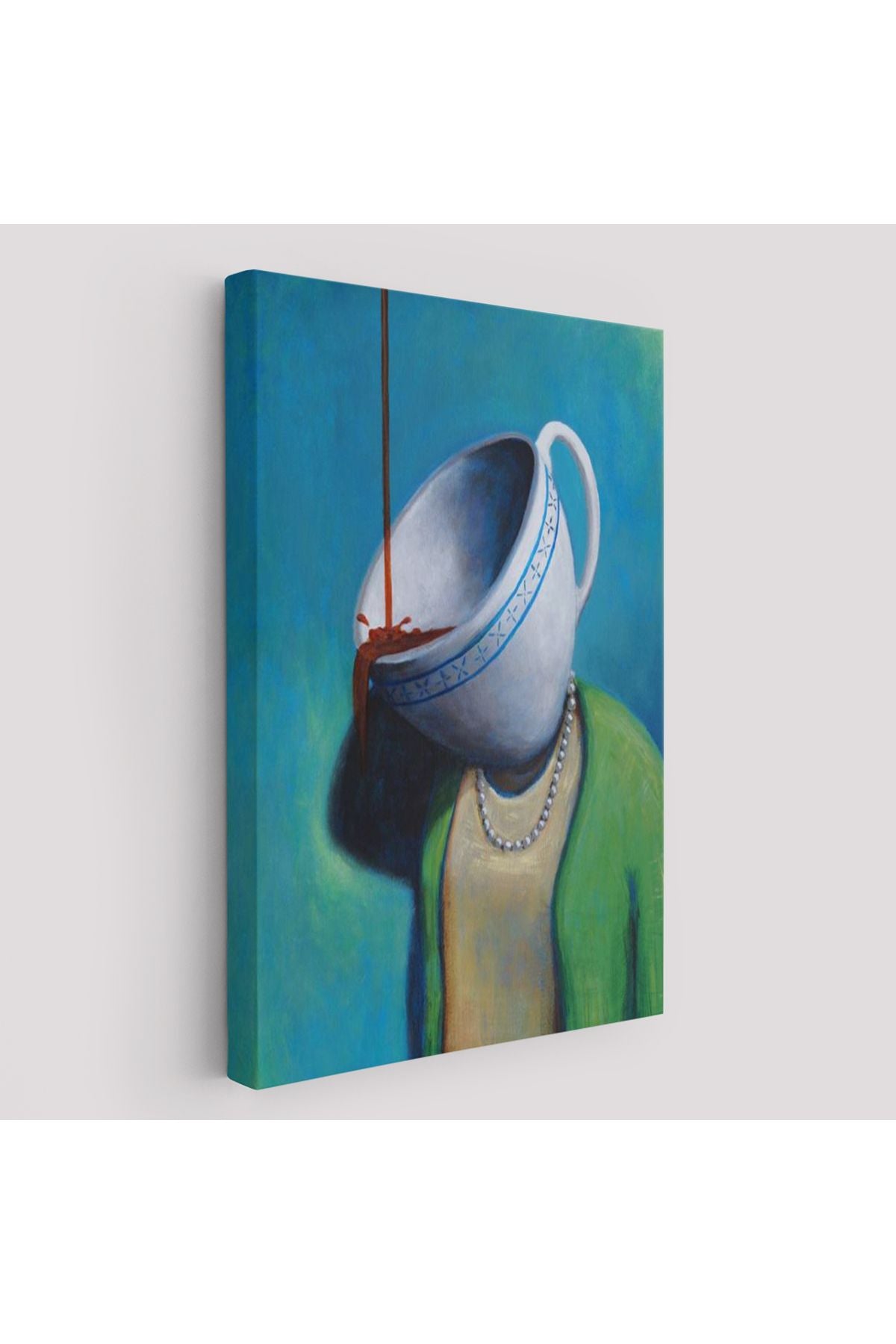 Kahve Tiryakisi Kadın Dekoratif Duvar Tablosu-6128