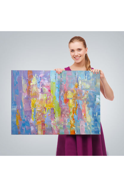 Yüksel Dokulu Soyut Yağlıboya Görünüm Dekoratif Kanvas Duvar Tablosu-3570