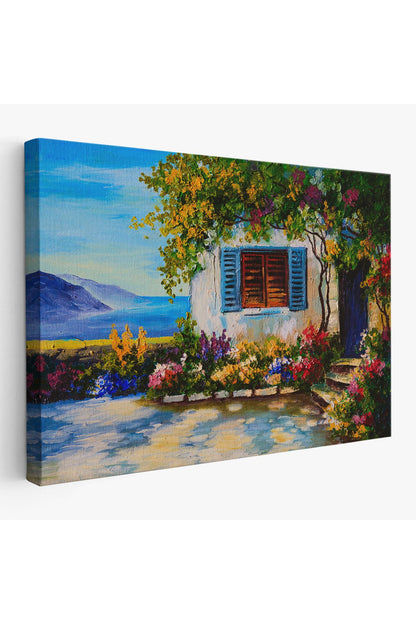 Deniz Manzaralı Güzel Ev Dekoratif Kanvas Duvar Tablosu-3437