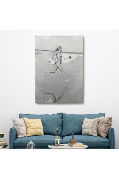 Çıplak Sörfçü Kadın Kanvas Tablo-5240