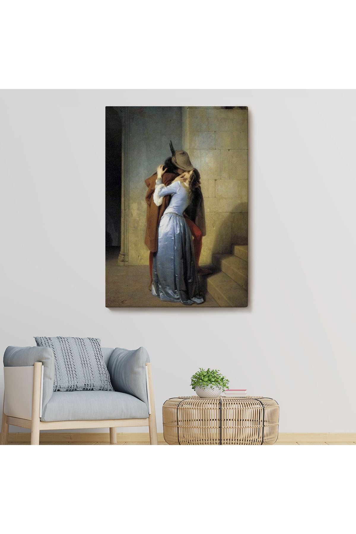 Dekoratif Duvar Tablosu-Öpücük Eseri Francesco Hayez Kanvas Tablo 6076