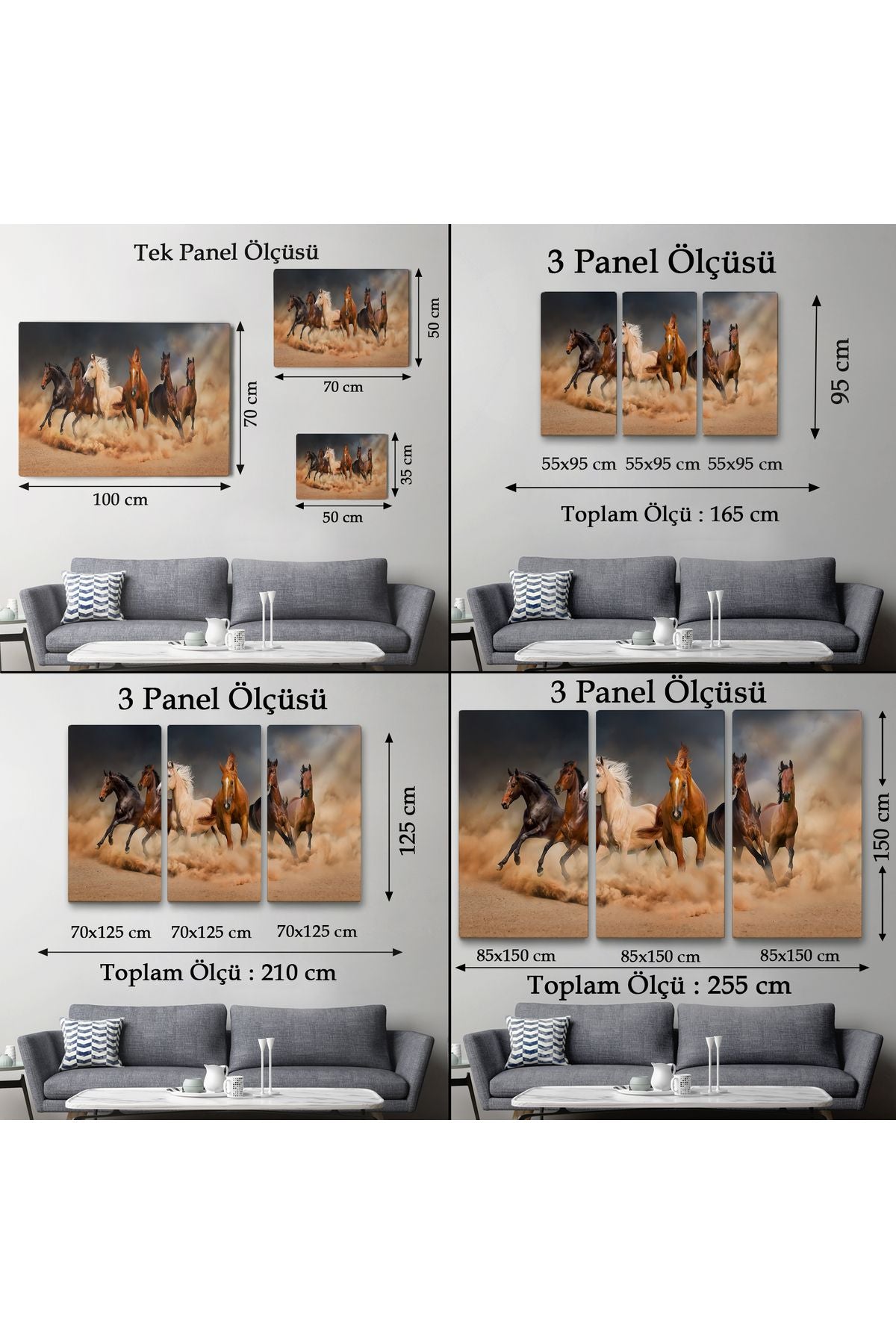 Koşan Atlar Dekoratif Kanvas Tablo 1126