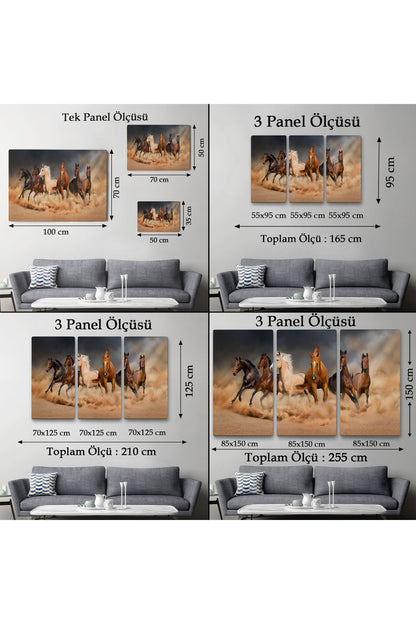 Koşan Atlar Dekoratif Kanvas Tablo 1126