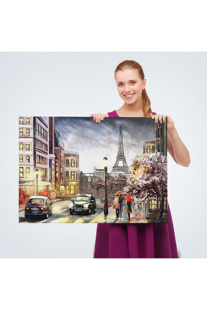 DB HG Eyfel Manzarası Yağlıboya Görünüm Dekoratif Kanvas Duvar Tablosu-3554