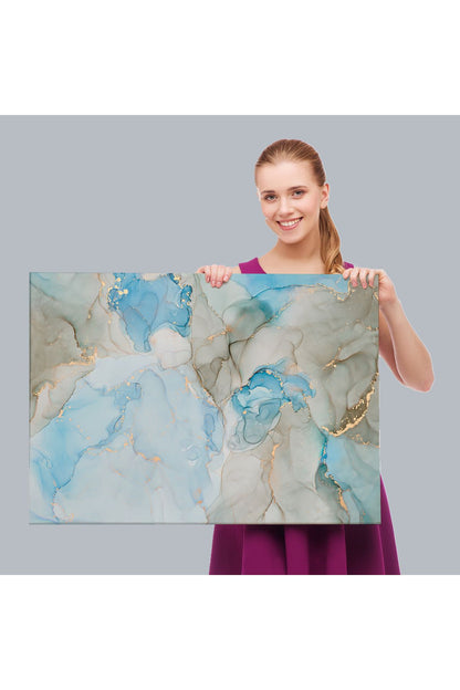 Mürekkep ve Alkol Elementleri ile Mermer Deseni Verilmiş Kanvas Tablo-5049