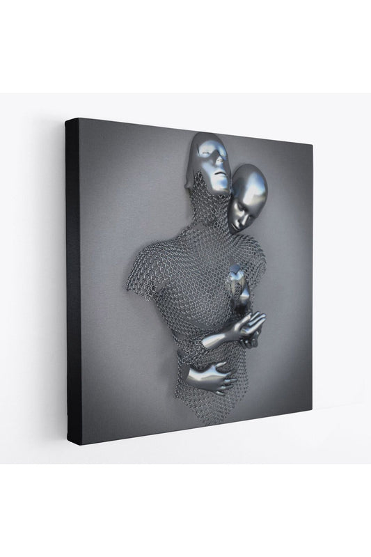 Gri ve Gümüş 3D Metalik Efektli Kanvas Tablo, Romantik Beden Aşk Sanatı-5355