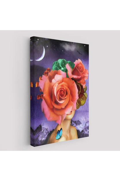 Gül Başlı Kadın Modern Sanat Tablosu-5998