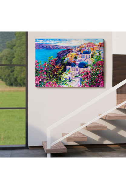 Santorini Yunanistan Güzel Bir Kızın Kavramsal Soyut Resmi-3754