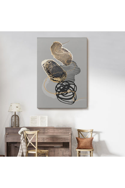 Geometrik Formda Mürekkep ve Alkol Elementli Kanvas Tablo-5180