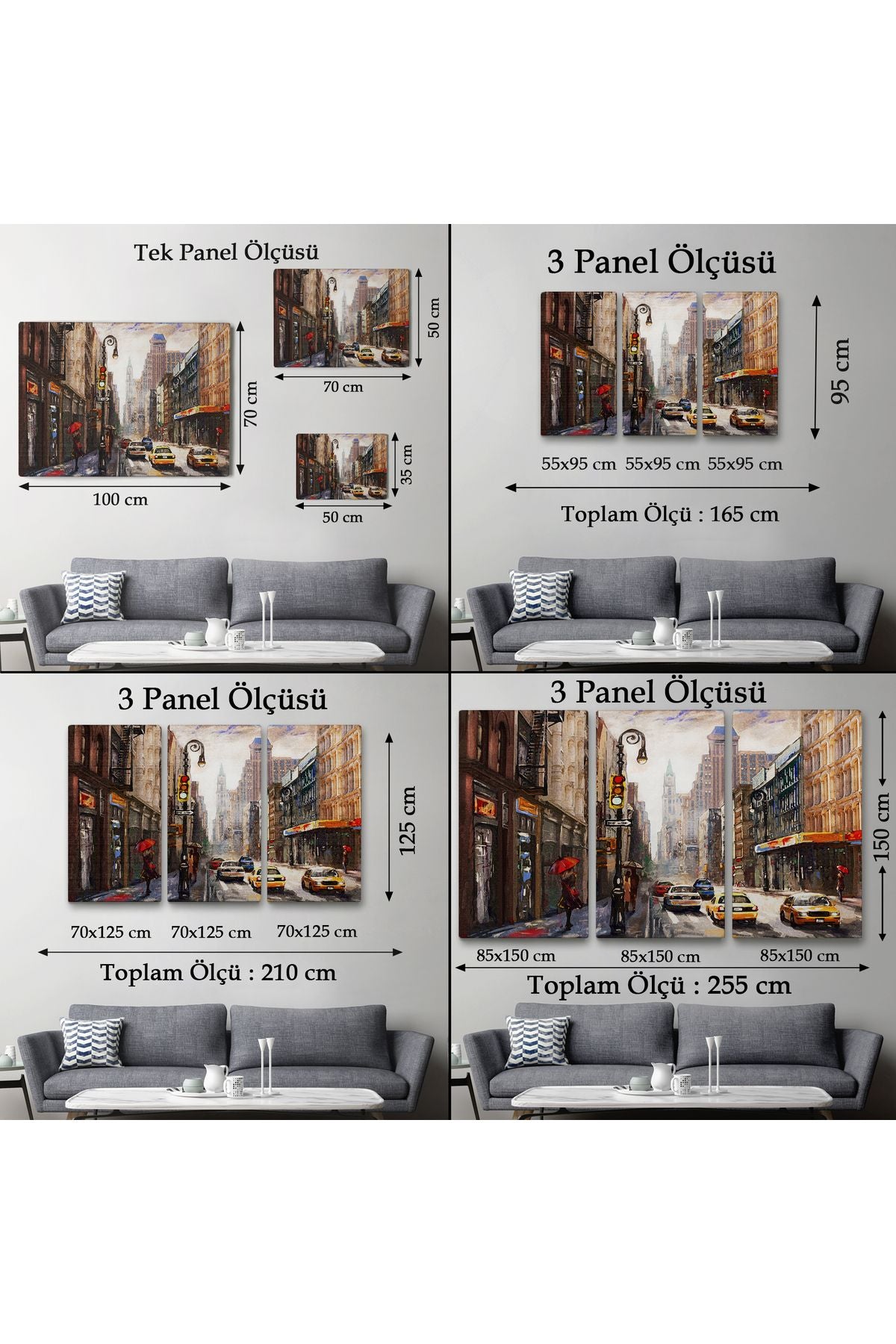 New York Sokakları Ve Sarı Taksi Yağlıboya Görünüm Tablo-3550