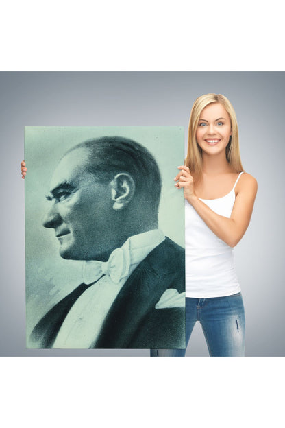 Atatürk Portre Tablosu Mustafa Kemal Atatürk Dikdörtgen Dekoratif Kanvas Tablo-DI-86