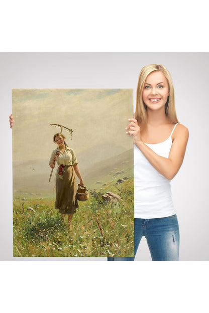 Çayırda Yüreyen Köylü Kızı Duvar Tablosu-6324