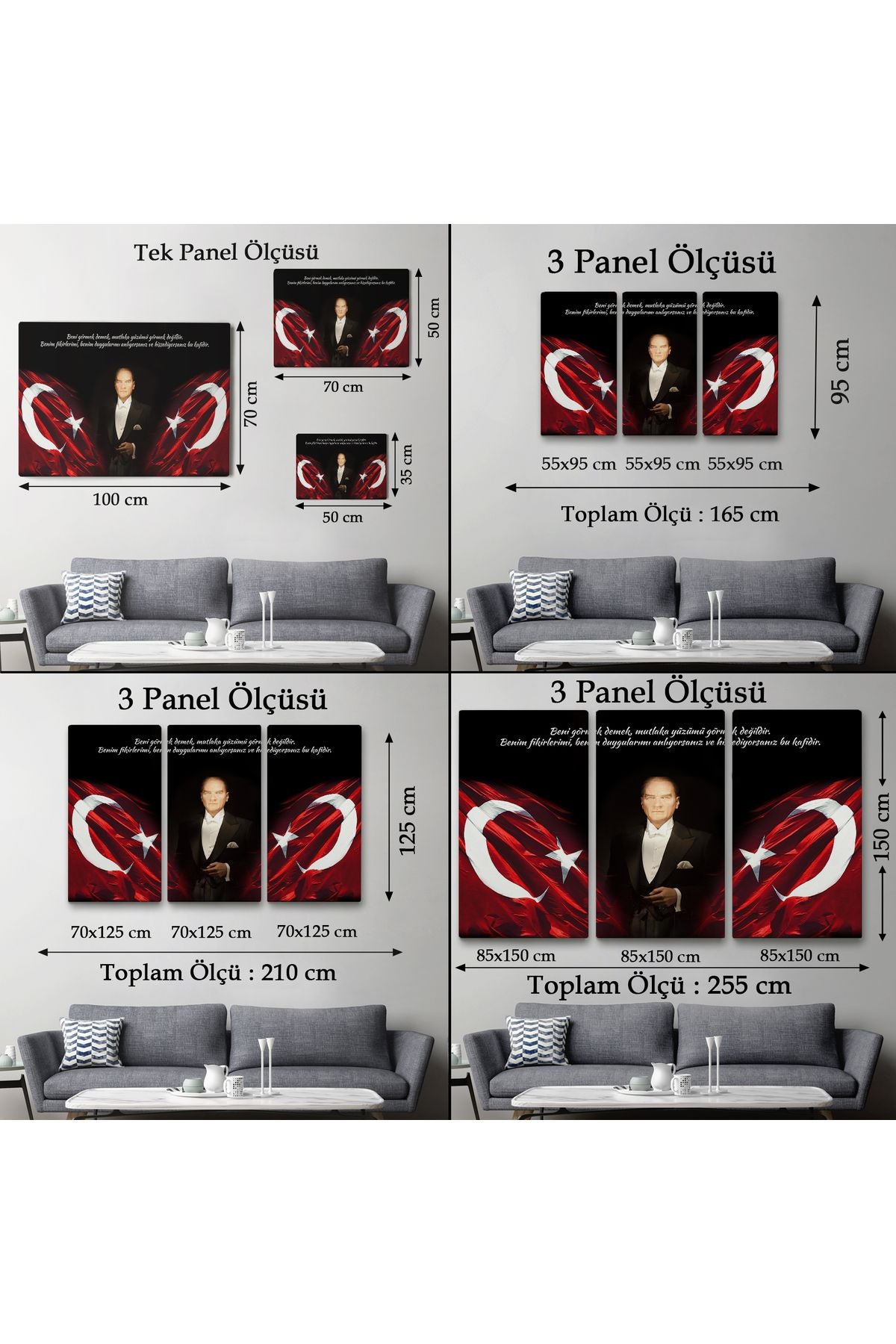 Beni Görmek Demek, Mutlaka Yüzümü Görmek Demek Değilidir Yazılı Atatürk Tablosu-5075