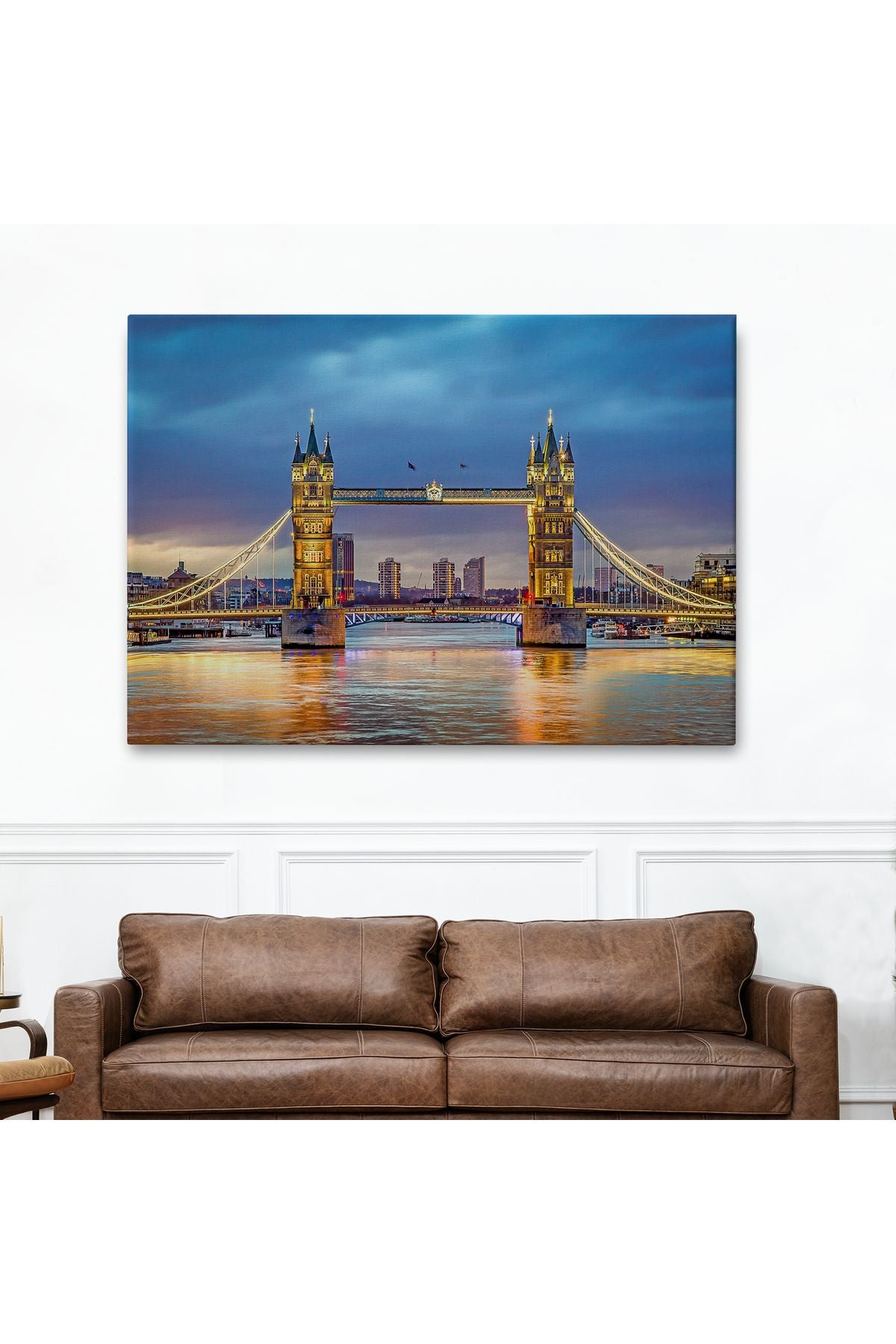 Özel Tasarım Londra Köprüsü Gece Manzara Tablosu-6638
