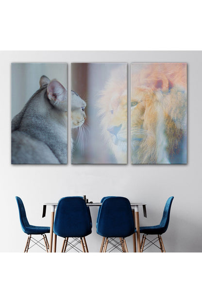 Kendini Aslan Gören Kedi Dekoratif Kanvas Tablo 1175