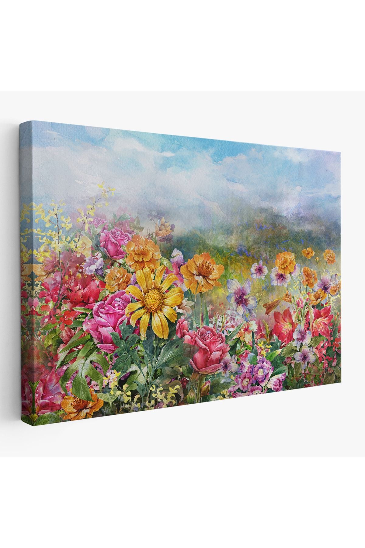 Çok Renkli Çiçekler Manzara Kanvas Duvar Tablosu-3426