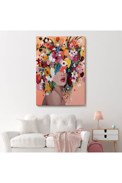 Çiçek Saçlı Kadın Dekoratif Kanvas Duvar Tablosu -6373