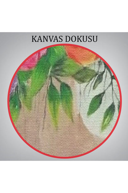 Çiçek Başlı Kadın Portresi Yağlıboya Görünüm Dekoratif Duvar Tablosu-6394