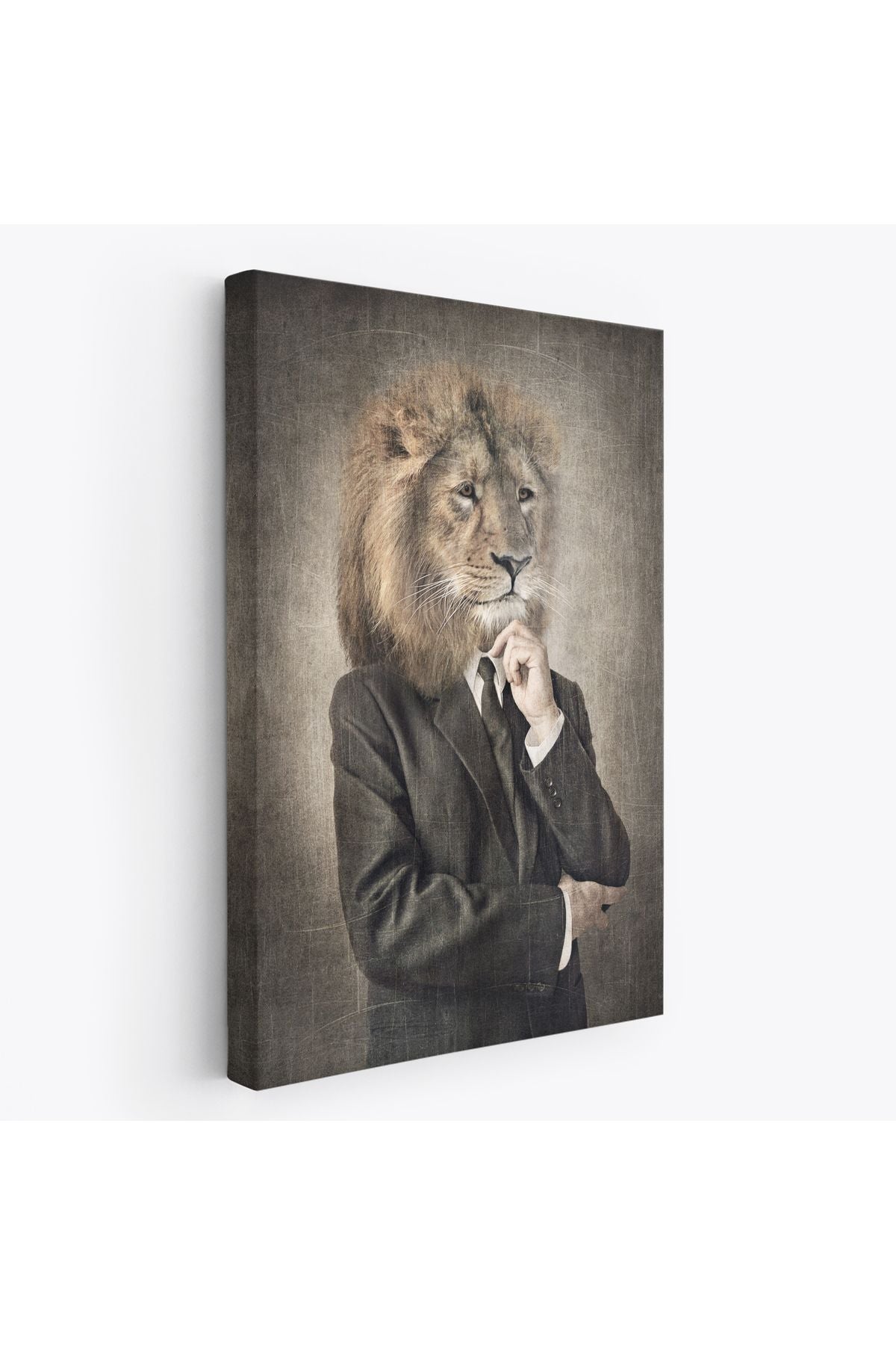 Özel Tasarım Aslan Kafalı İnsan Kanvas Tablo-4993