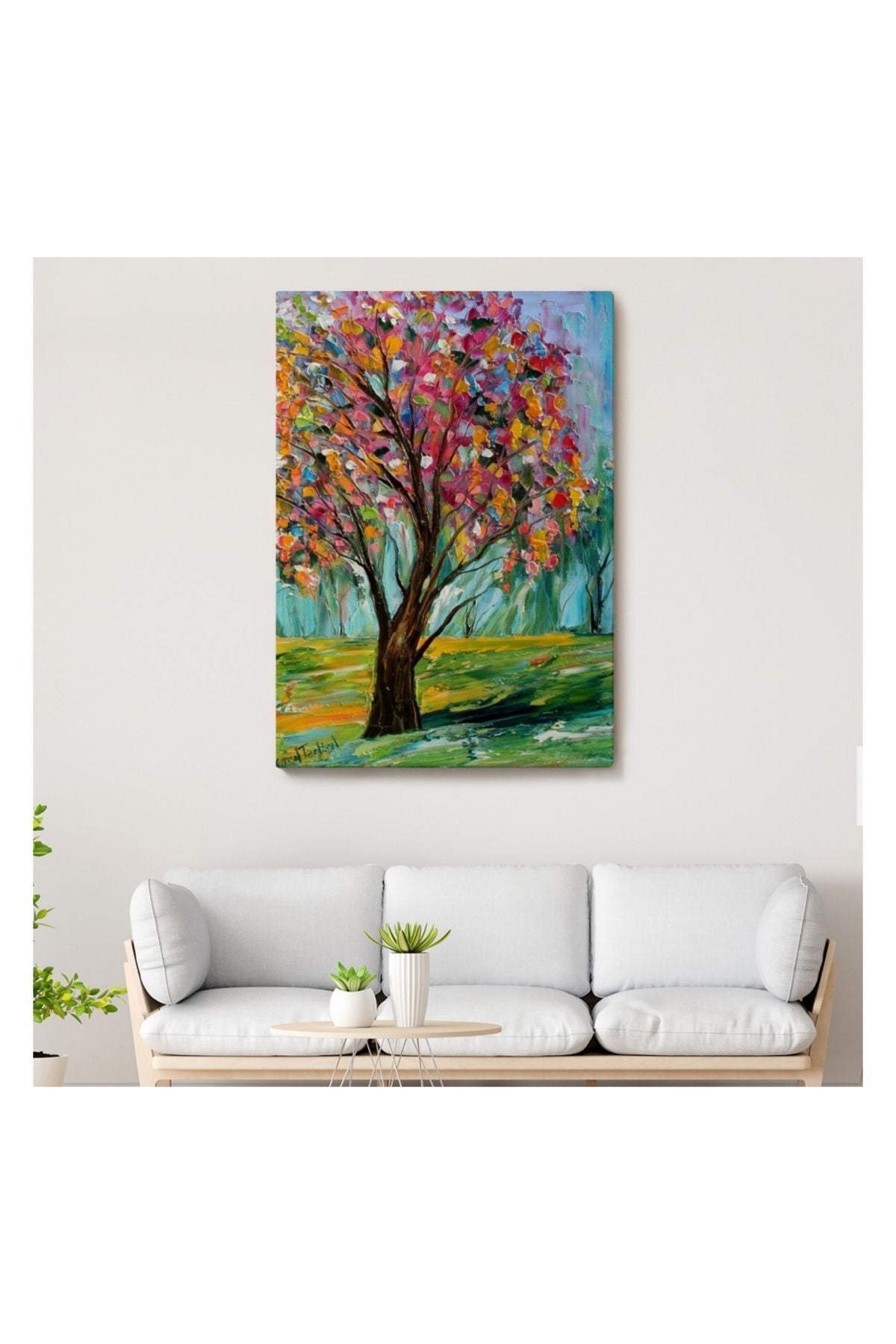 Kanvas Tablo, Duvar Dekoru, Bahar Ağacı Renkli 6144 BUNGKNV