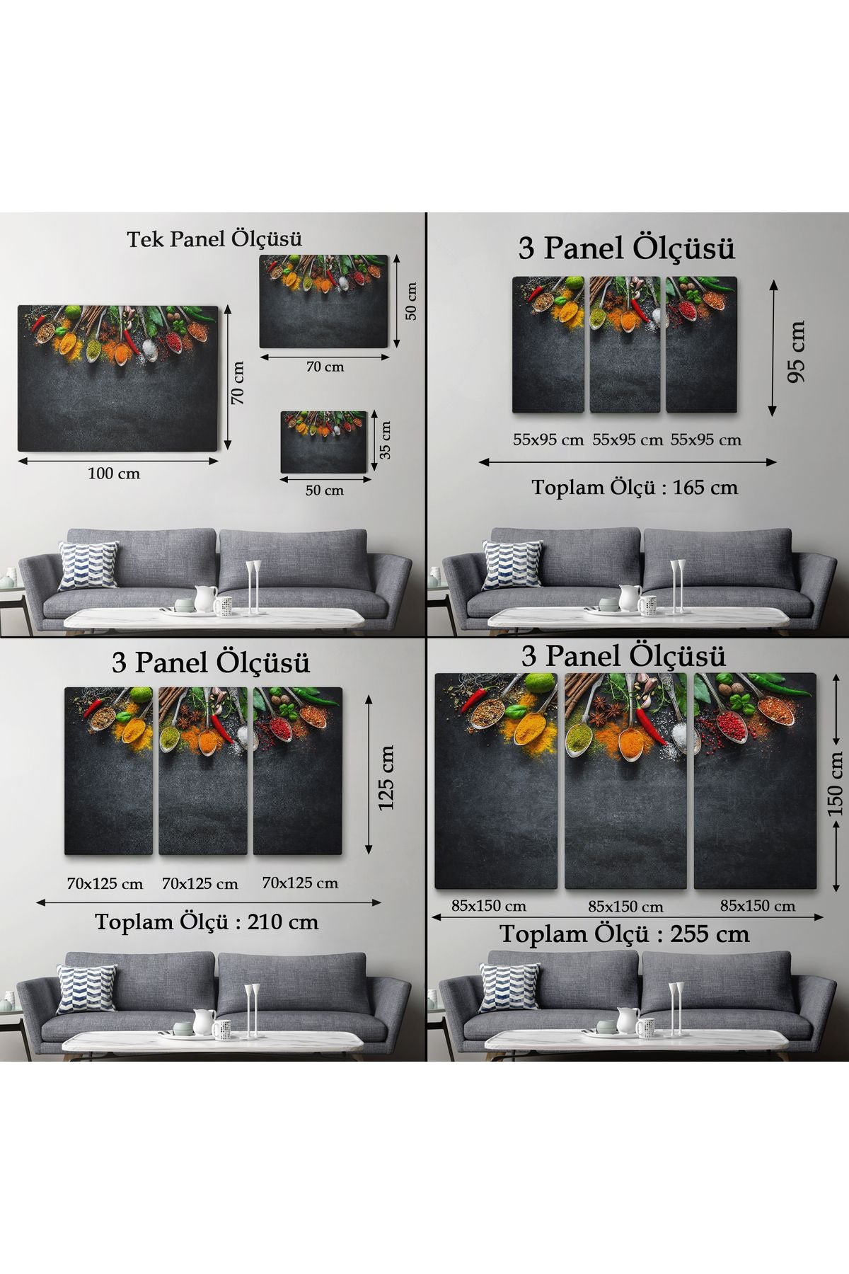 YB HG Mutfak Masasın da  Baharatlar Dekoratif Kanvas Duvar Tablosu-3517