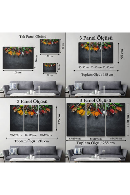 YB HG Mutfak Masasın da  Baharatlar Dekoratif Kanvas Duvar Tablosu-3517