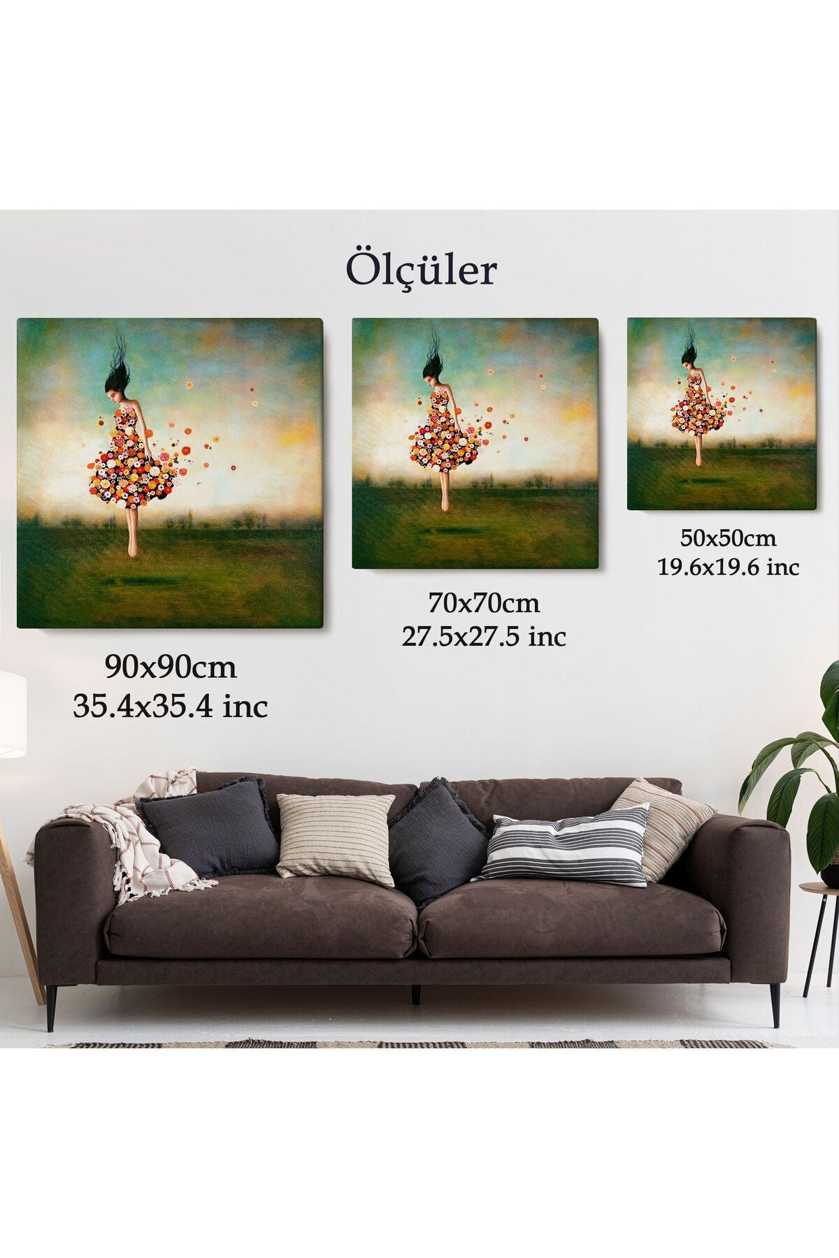 Çiçek Elbiseli Kız Kanvas Tablo-5889