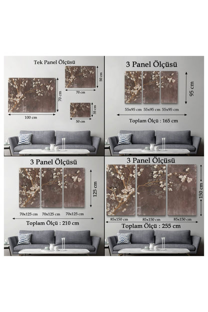 Kanvas, Duvar Tablosu, Dekoratif, Yağlıboya Görünüm Ağaçta Beyaz Çiçekler 3736 EGKNV