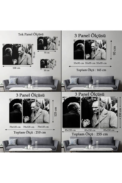 Atatürk Portre Tablosu Mustafa Kemal Atatürk Dikdörtgen Dekoratif Kanvas Tablo-fv-147