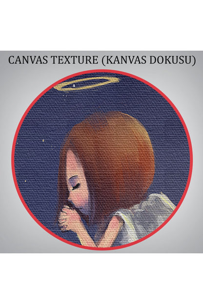 YB HG Ay'da Diz Çöküp Dua Eden Melek Kızın Tablosu-1210