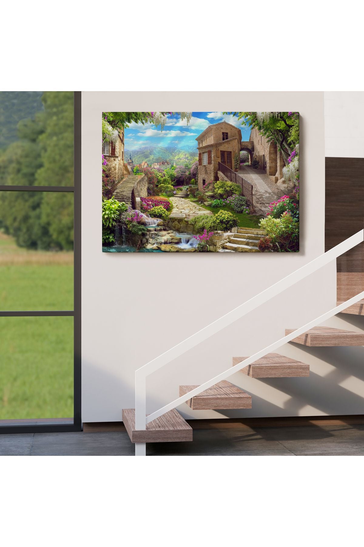 Avrupa Ev Manzarası Dekoratif Kanvas Duvar Tablosu-3734