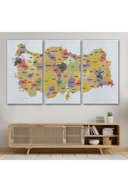 Türkiye Haritası Kanvas Tablo Eğitici ve Öretici Dekoratif Tablo Tablo 3126