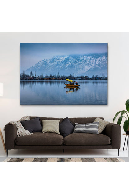 Hindistan Srinagar Dal Gölü Kış Manzara Tablosu-1244