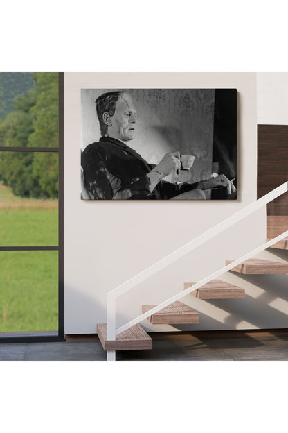 arg001 seri Frankenstein Remastered Tea and Cigarettes Korku Filmi Tablo, Boris Karloff Tablo-5369