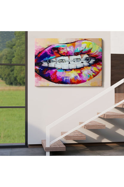 MLT Brnd product092 Diş Teli ve Renkli Dudaklar Graffti Tablosu-6651