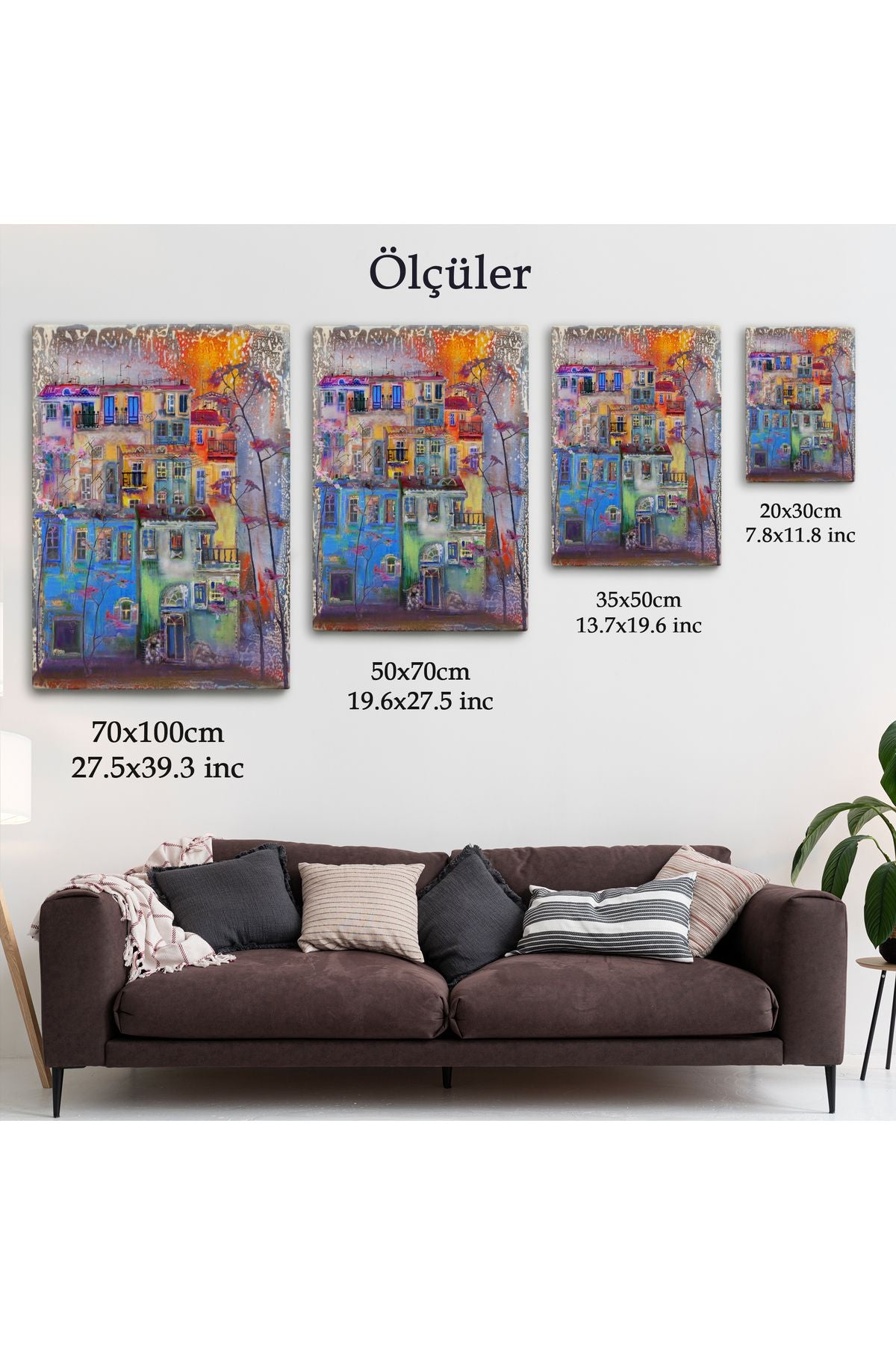 Dekoratif Duvar Tablosu-Suluboya Görünüm Hollanda Evleri Kanvas Tablo 5926