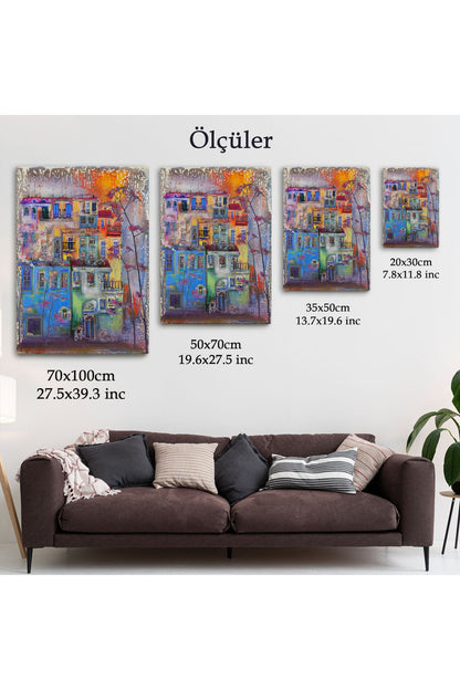 Dekoratif Duvar Tablosu-Suluboya Görünüm Hollanda Evleri Kanvas Tablo 5926