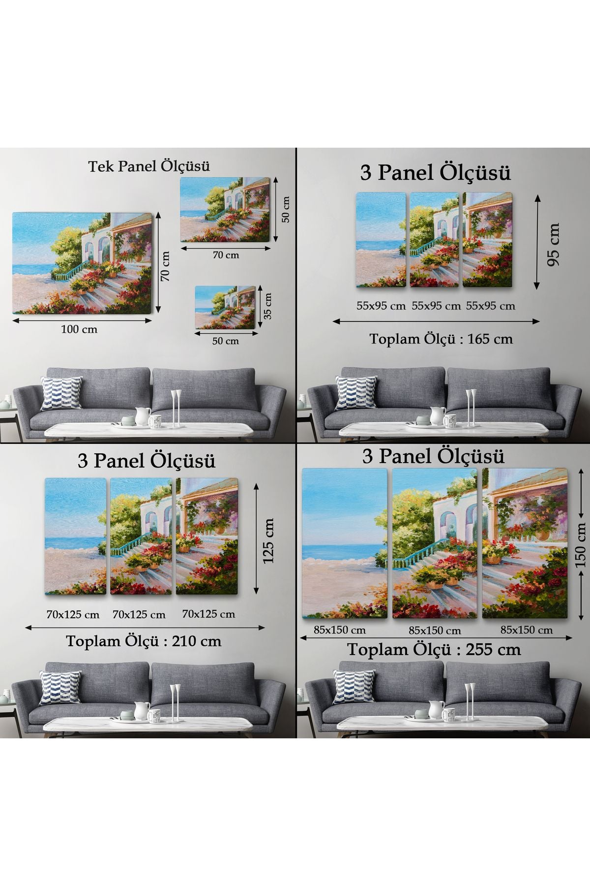 Deniz Teras Manzaralı Dekoratif Kanvas Duvar Tablosu-3443