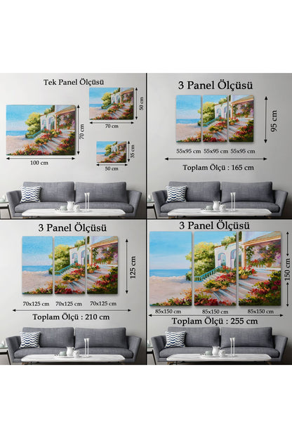 Deniz Teras Manzaralı Dekoratif Kanvas Duvar Tablosu-3443