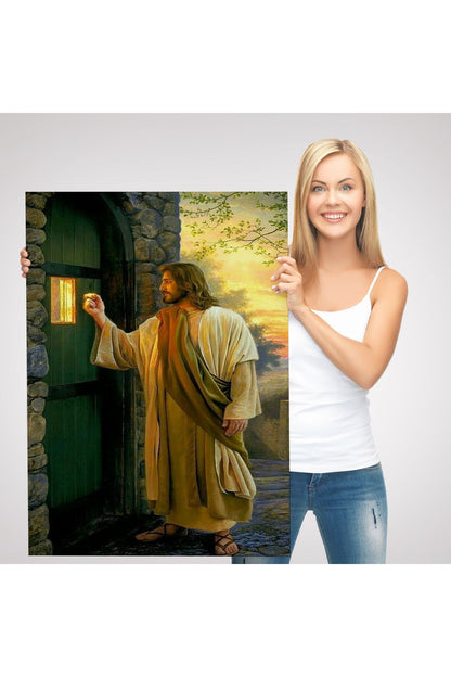 İsa Mesih Kapıyı Çalıyor, Hristiyan Duvar Sanatı, Kilise Hediyesi Kanvas Tablo-5271